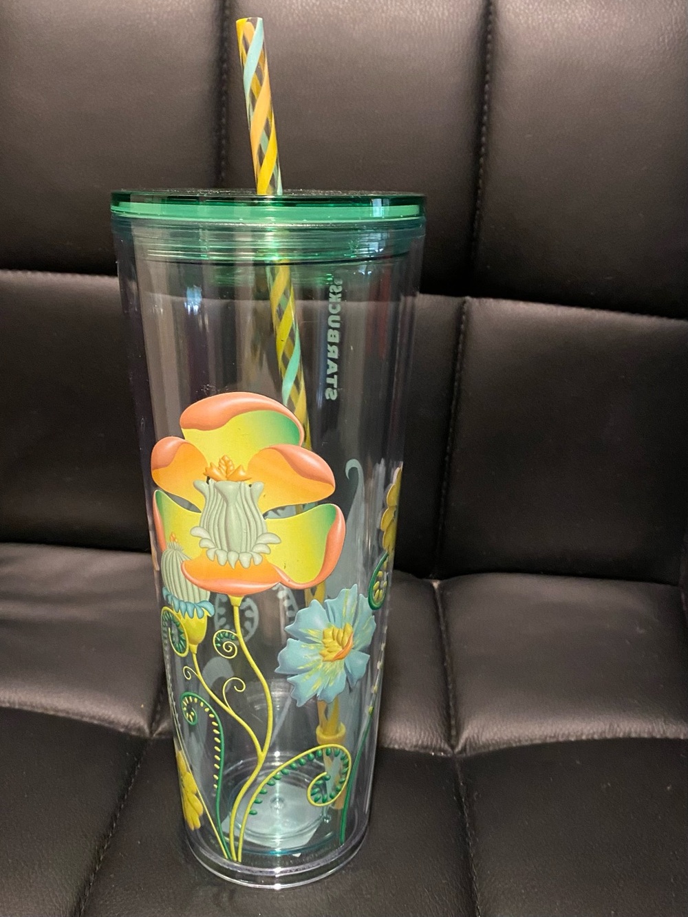 Starbucks 2025 Floral Design Clear Plastic Cold Cup Tumbler BNWT